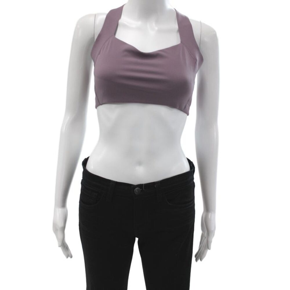 Rhone Womens Racerback Padded Athletic Defy Bra Dark Plum Size M